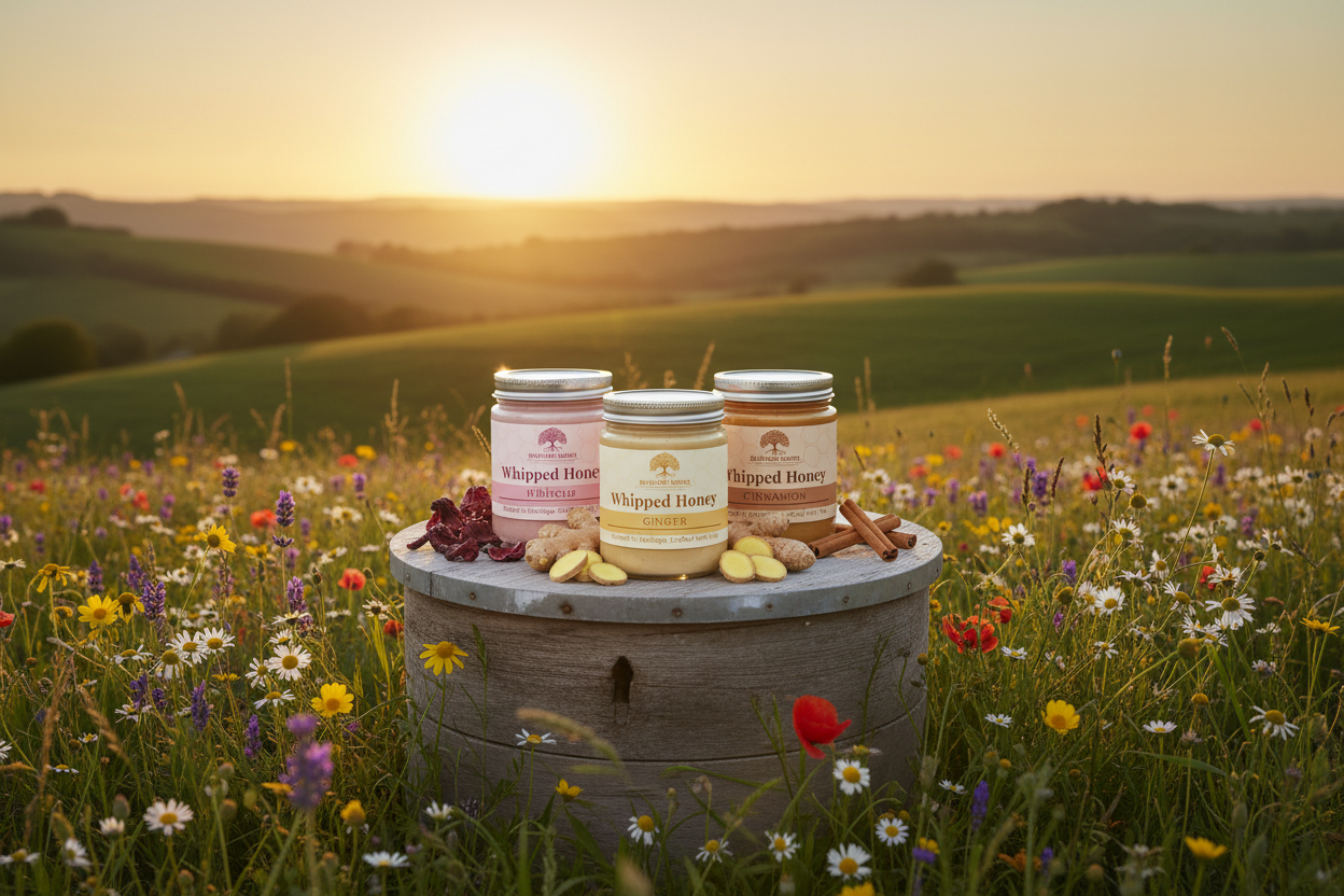 Richards Roots Whipped Honey on a Beehive in the Hills